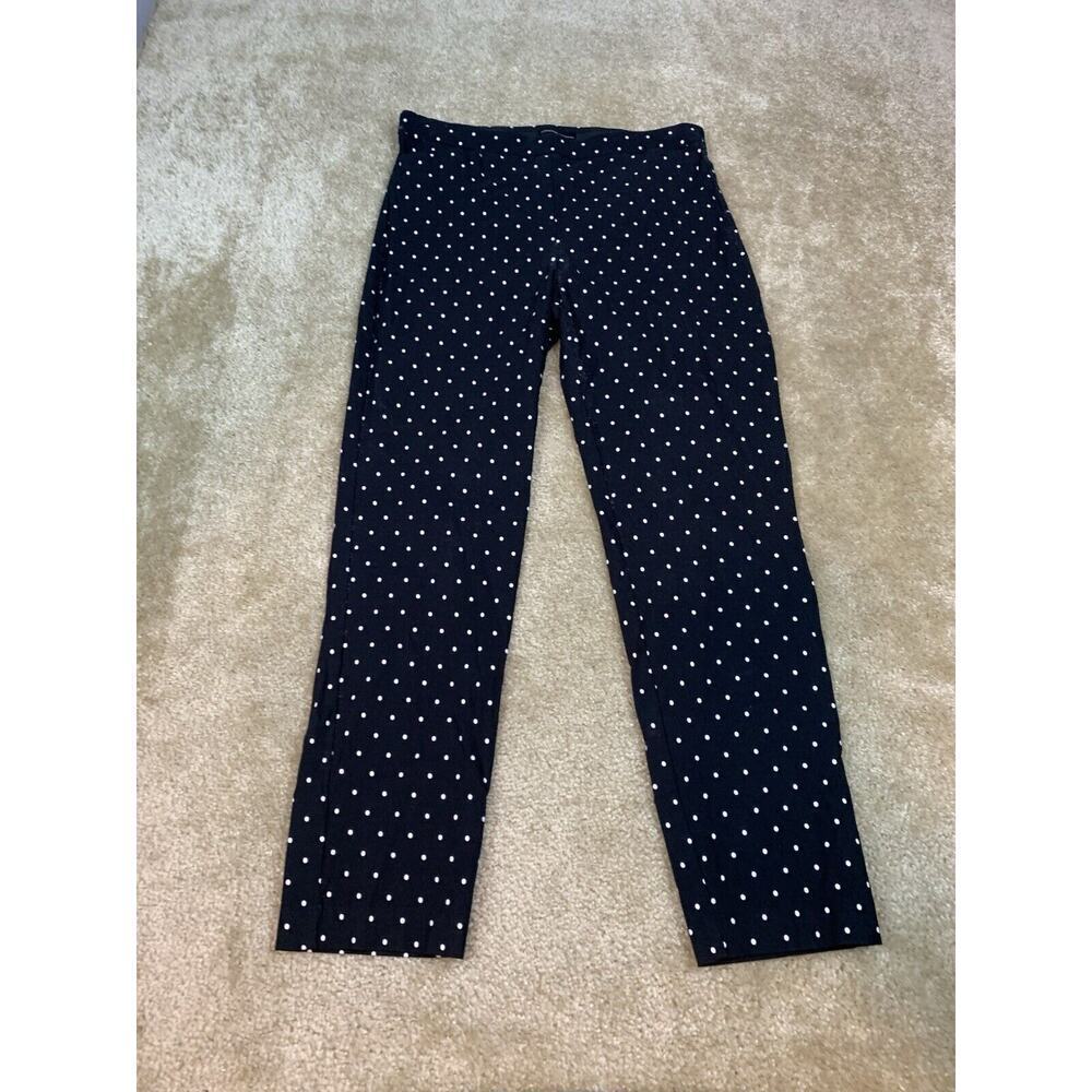 Adriene Vittadini Womens Sz 6 Black & White Polka Dot Stretch Pull-on Pants 698